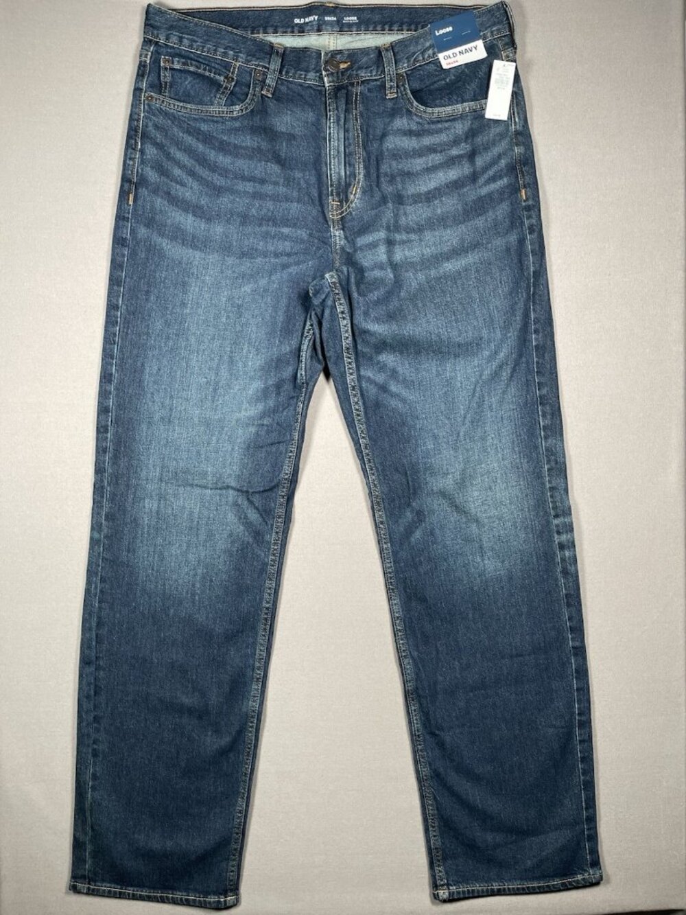 NWT Old Navy Loose Built In Flex Blue Dark Wash Denim Jean - Men Size 36 X 34